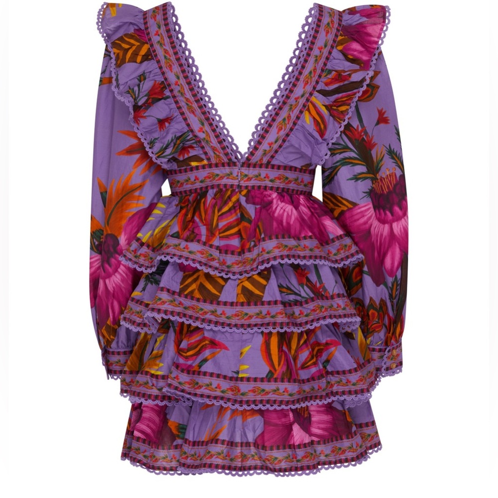 Farm Rio Purple Flower Mini Dress